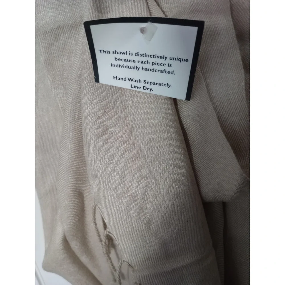 Handcrafted Rayon Shawl Wrap Scarf Beige Taupe 28